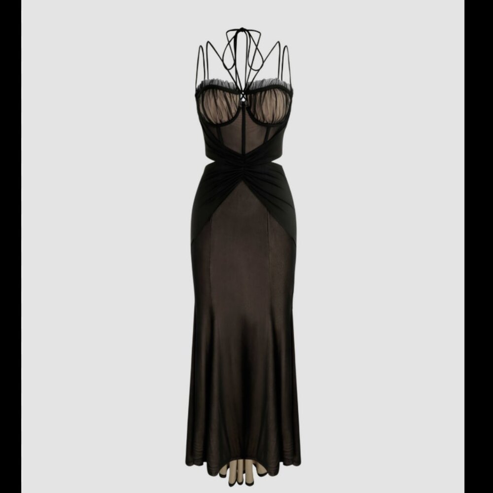 Long Black Corset Maxi Dress